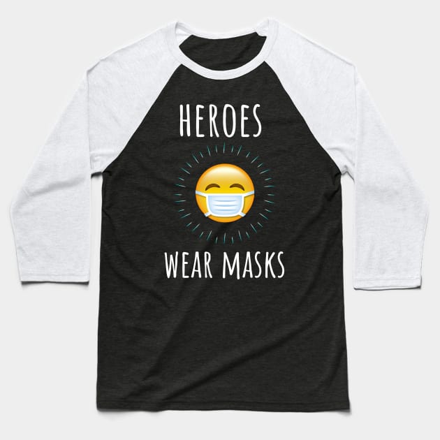 Heroes Wear Masks - Cute Medical Emoji Health Care Worker Baseball T-Shirt by bonmotto